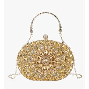 Rhinestone Evening Clutch Purses for Women, 8x5.5 Small Clutch Bag